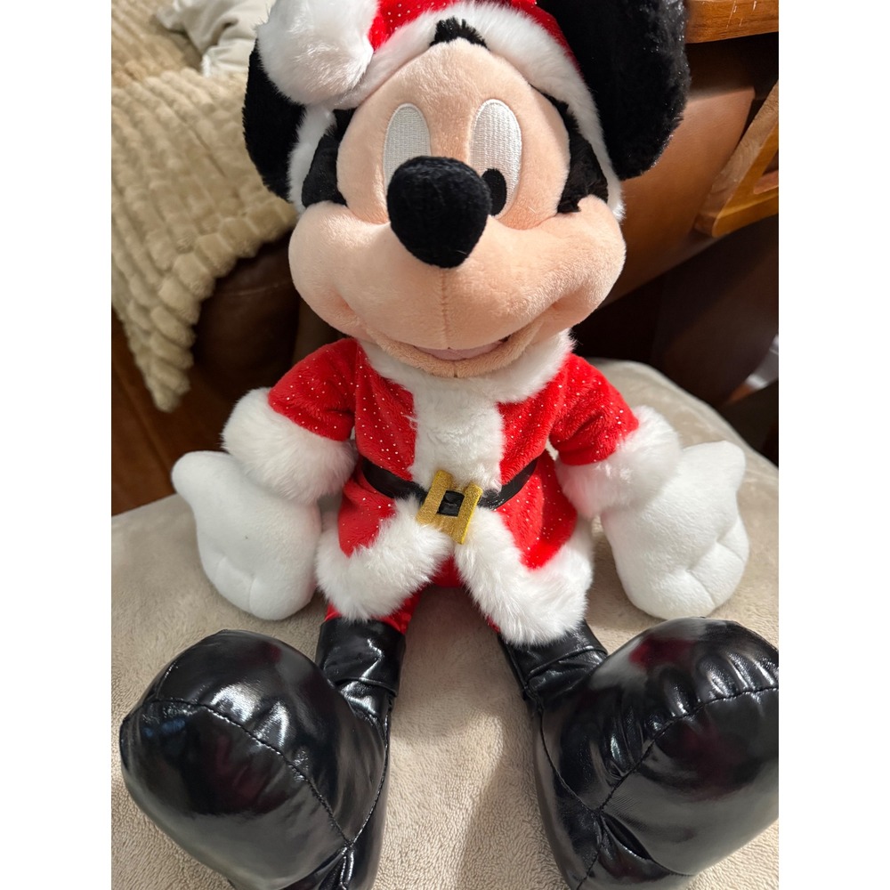 Disney Parks Santa Mickey Mouse Plush Holiday Christmas 18 inch US 0721JI